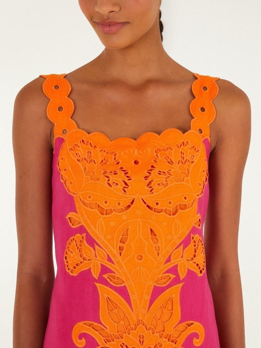 Farm Rio Pink Cutwork Midi Dress - Picture 2 of 10